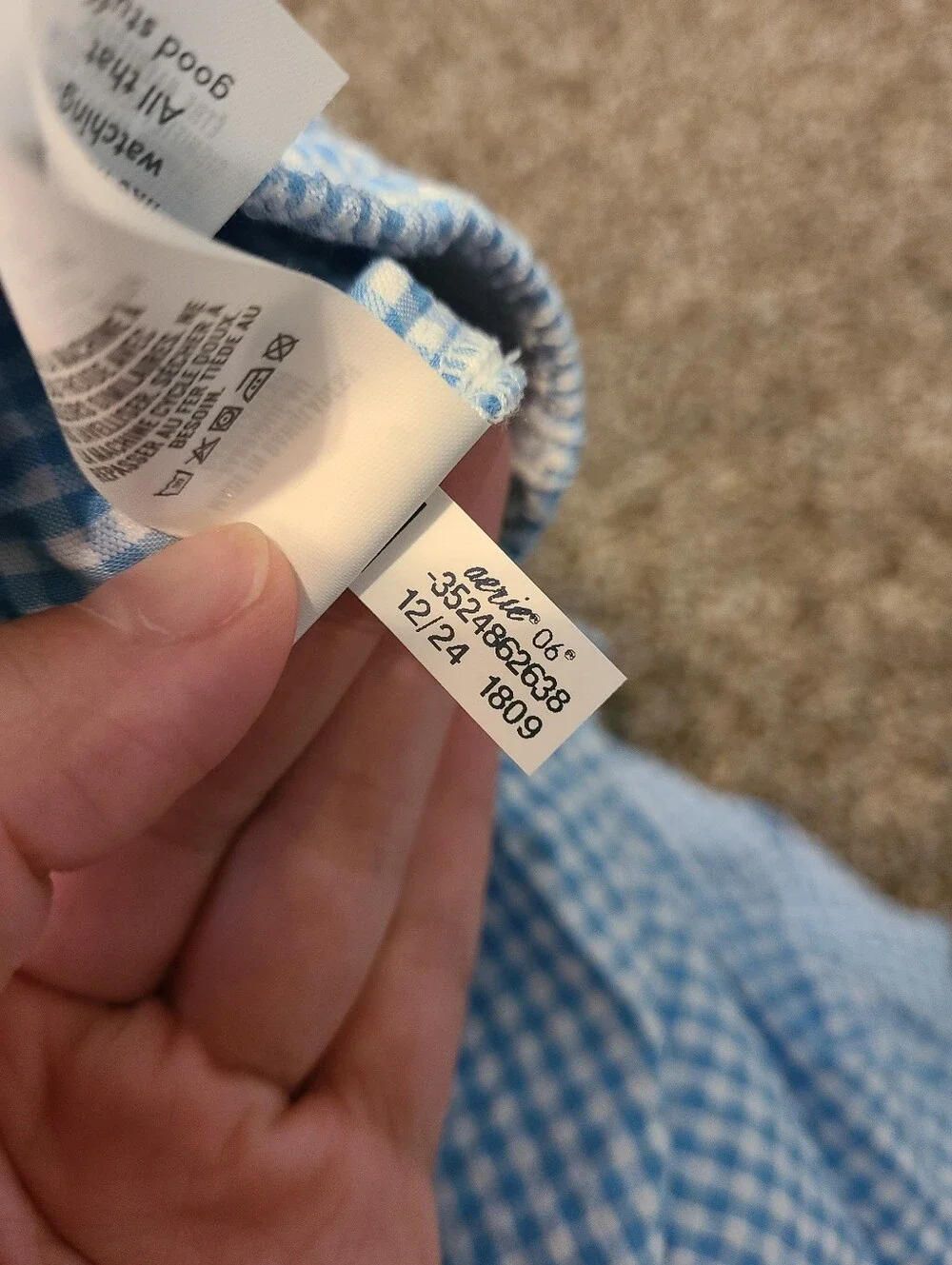 aerie Light Blue Gingham Lounge Pants Size Small Nwt - Picture 8 of 8